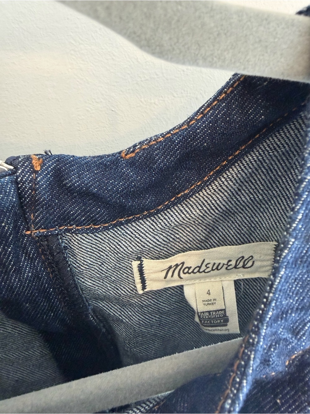 Madewell Dark Indigo Denim Crop Top with Contrast Stitching - Picture 3 of 3